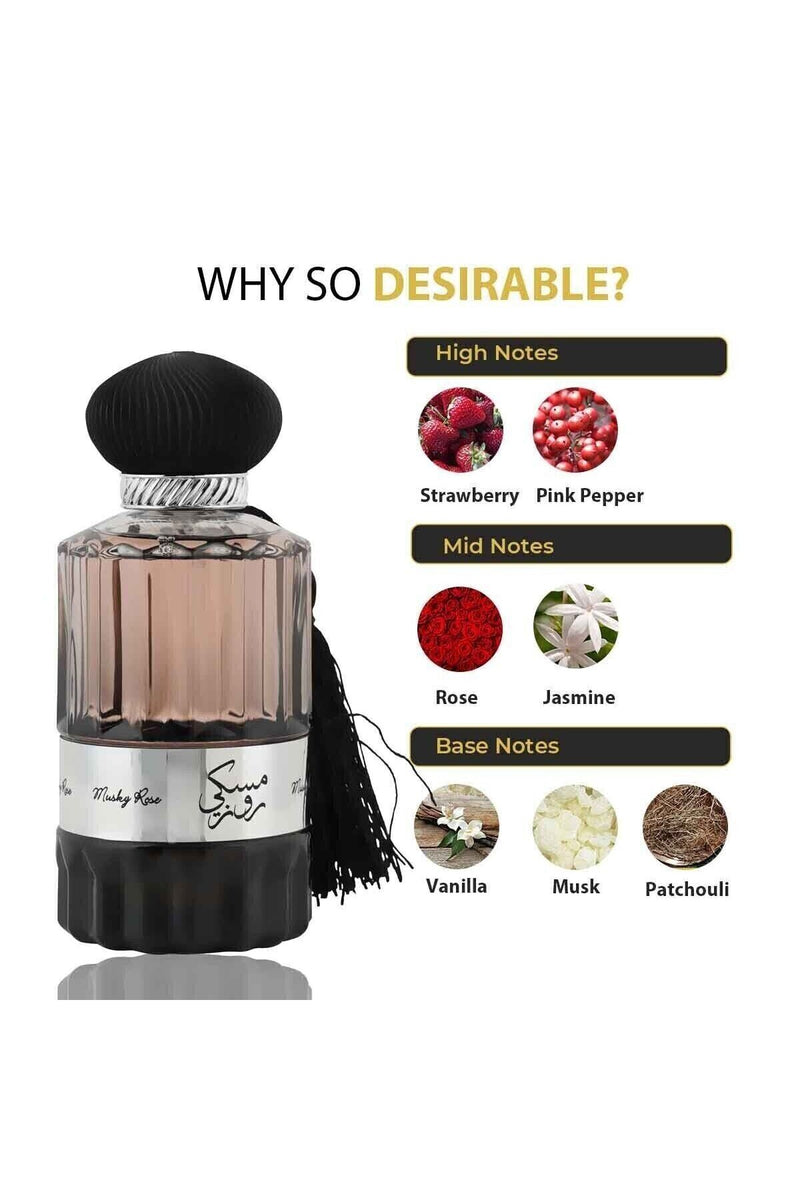 MUSKY ROSE 100ml Edp By Nusuk Arabian Perfume Long Lasting Fragrance Unisex