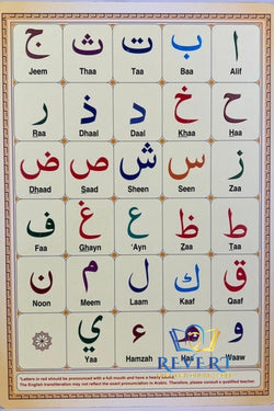 Arabic Alphabet Takhtee CARD - A4 Size
